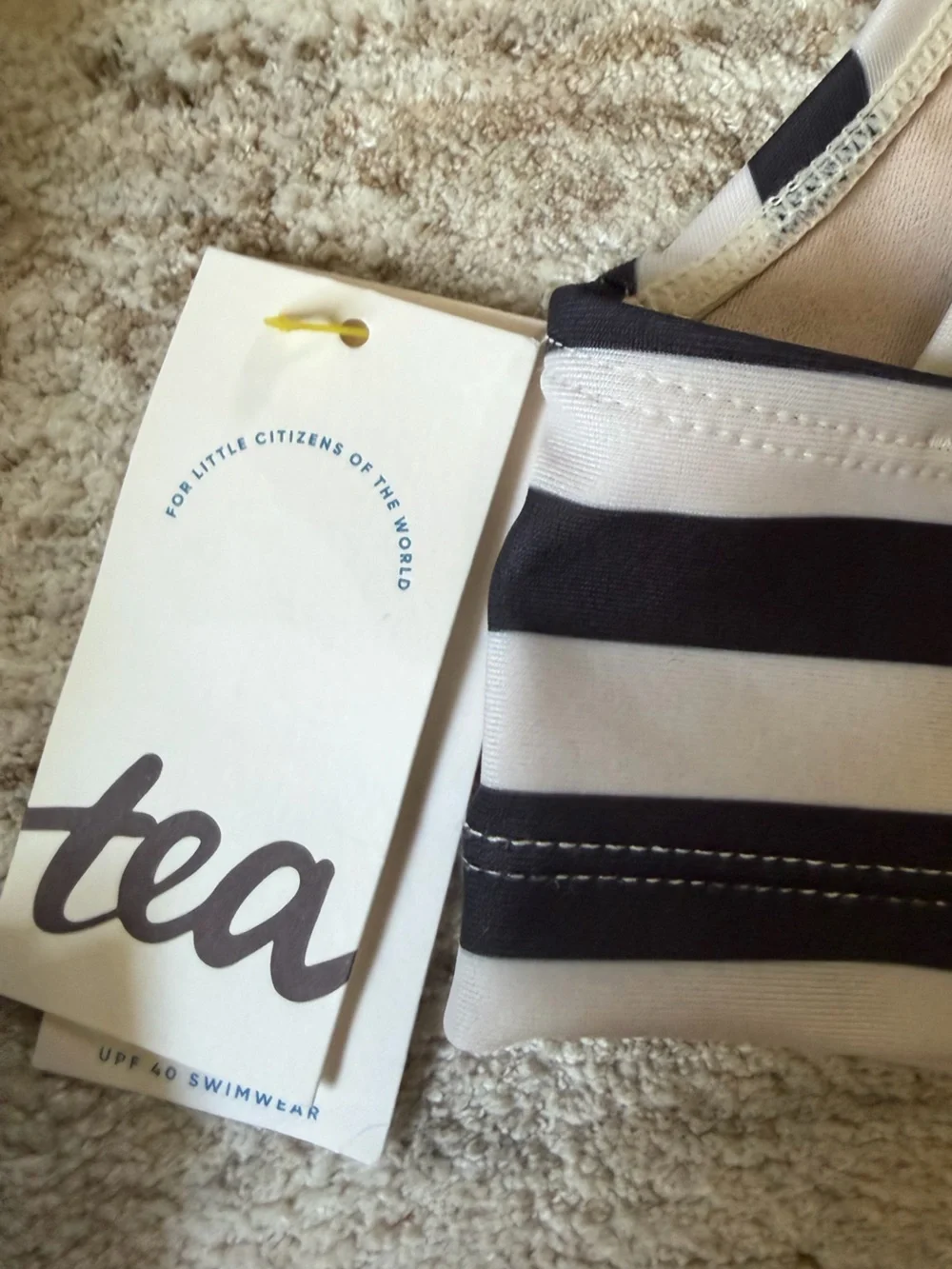 3T - Toddler Girls' Black and White Striped Swim Tankini Top - Kids Swim NWT